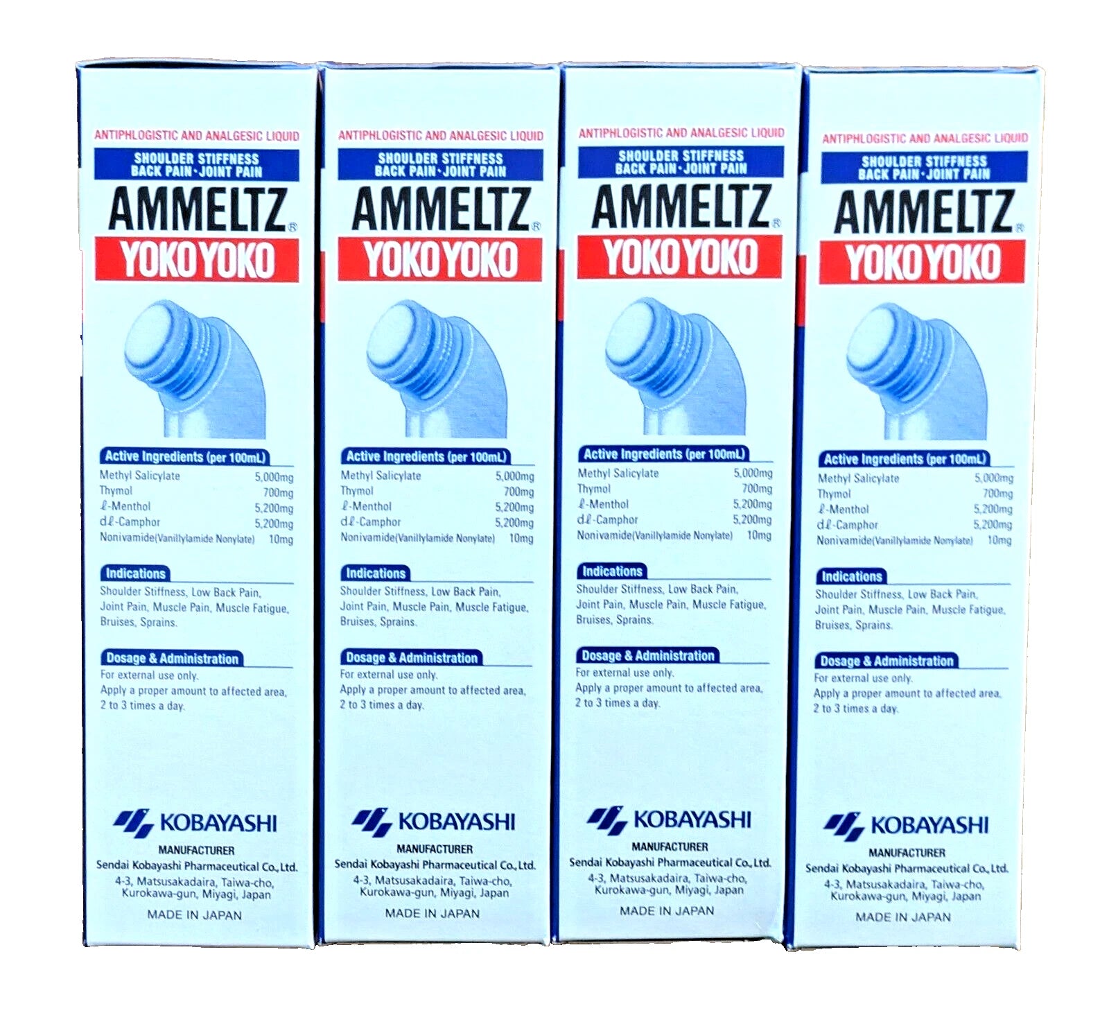 4 x 82ml Ammeltz Yoko Yoko Pain Relief Liquid Shoulder Stiffness, Back Pain